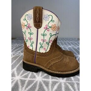 Ariat Western Boots Kids 9 Brown Fatbaby Blossom Pull On Leather 10019948